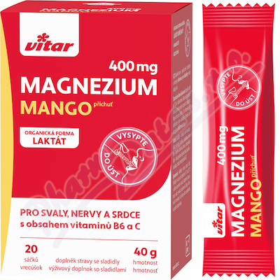 Vitar Magnezium 400mg+vit. B6+vit. C 20x2g