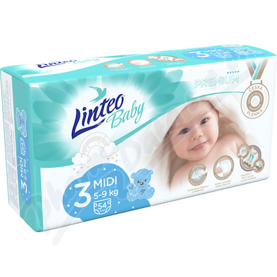 Dtsk plenky LINTEO BABY PREMIUM MIDI 5-9kg 54ks