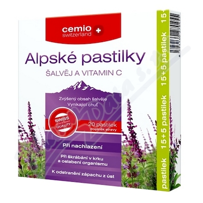 Cemio Alpsk pastilky alvj a vitamin C pst. 15+5